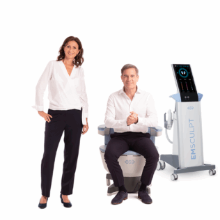 male and female patients with Emsella device for incontinence