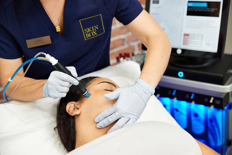 teenager receiving Hydrafacial treatment from Dermal Therapist at SkinBox Fremantle
